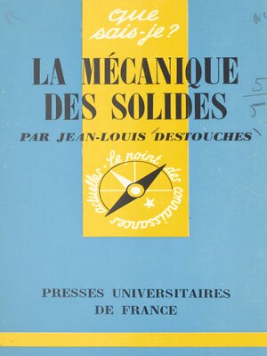 cover image of La mécanique des solides